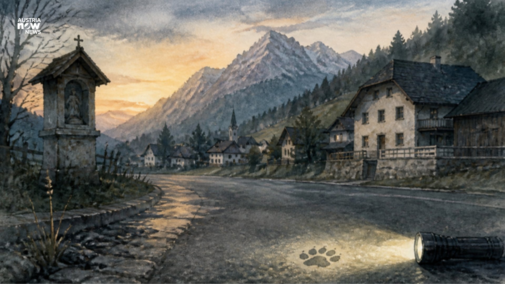 رسم توضيحي رمزي لقرية جبلية في مقاطعة Steiermark